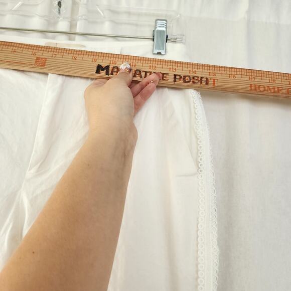 Choosy flared white pants crochet detail pockets NWT cotton vacation resort boho - Picture 7 of 11